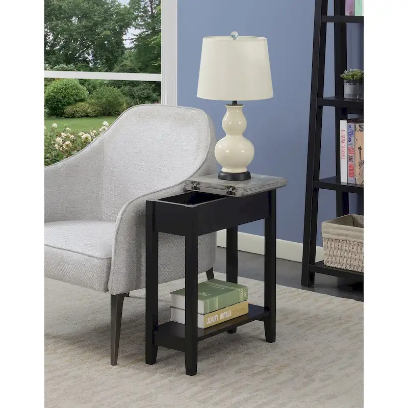 Flip Top End Table with Shelf