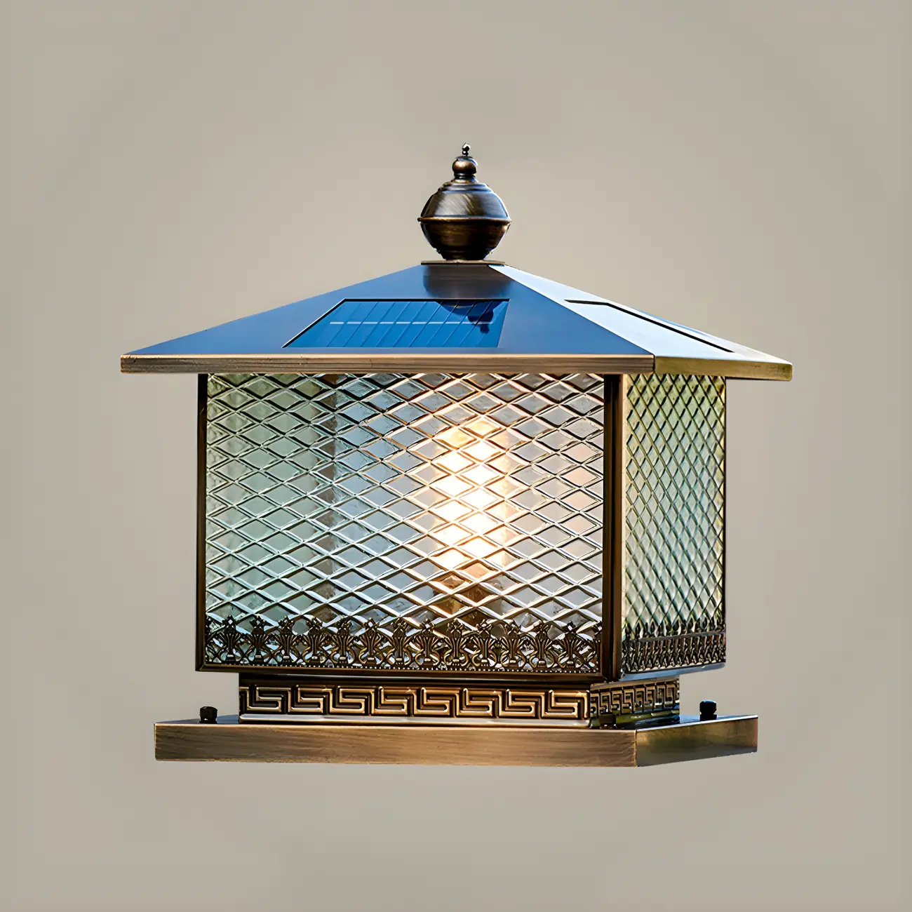 Simple Oriental Bronze Metal Post Cap Light