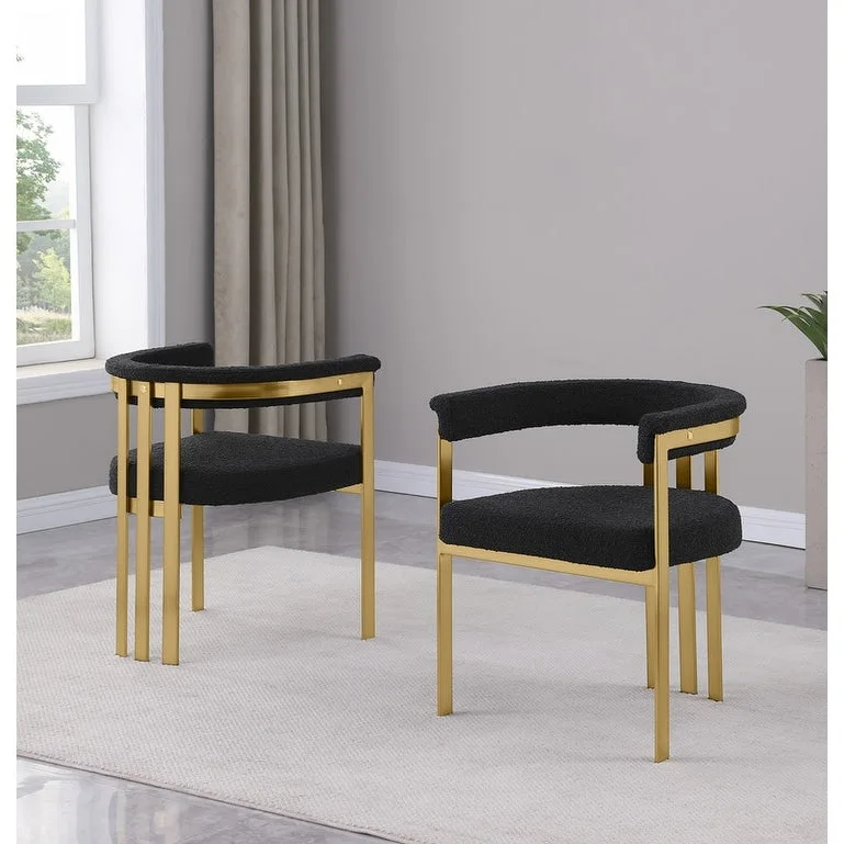 Best Quality Furniture Matte Brushed Gold Chrome Dining Chairs (Set of 2) - N/A