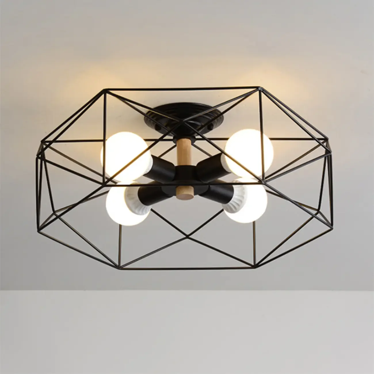 Sleek Gold Semi-Flush Ceiling Light with Iron Drum Shade