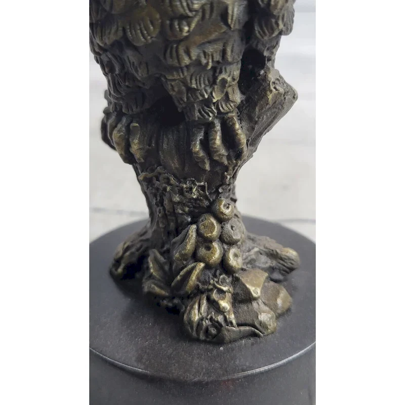 Miniature Bronze Owl Bird Statuette Sculpture Figure Bookend 6 Inches X 3 Inches