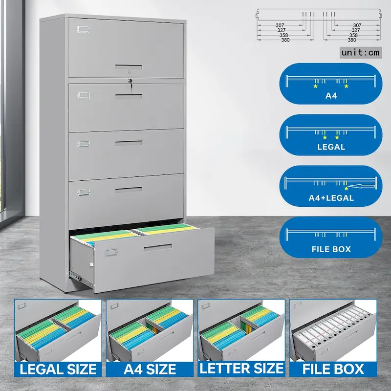 4-Drawer Lateral File Cabinet with Lock