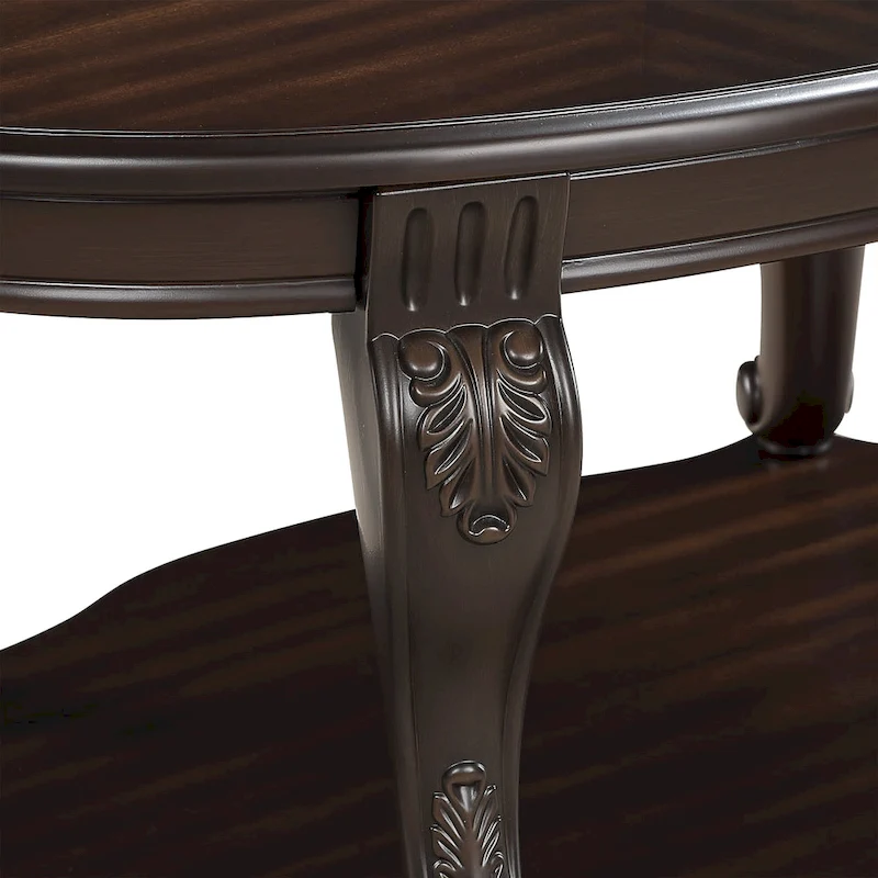 22 Inch Round End Table with Shelf