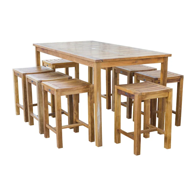 Chic Teak Antigua Rectangular Teak Wood Bistro Counter Table, 63 x 35 inch (table only)