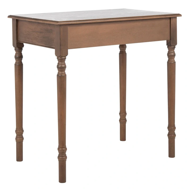 Classic 1-Drawer Writing Desk with Turned Legs & Rich Brown Top