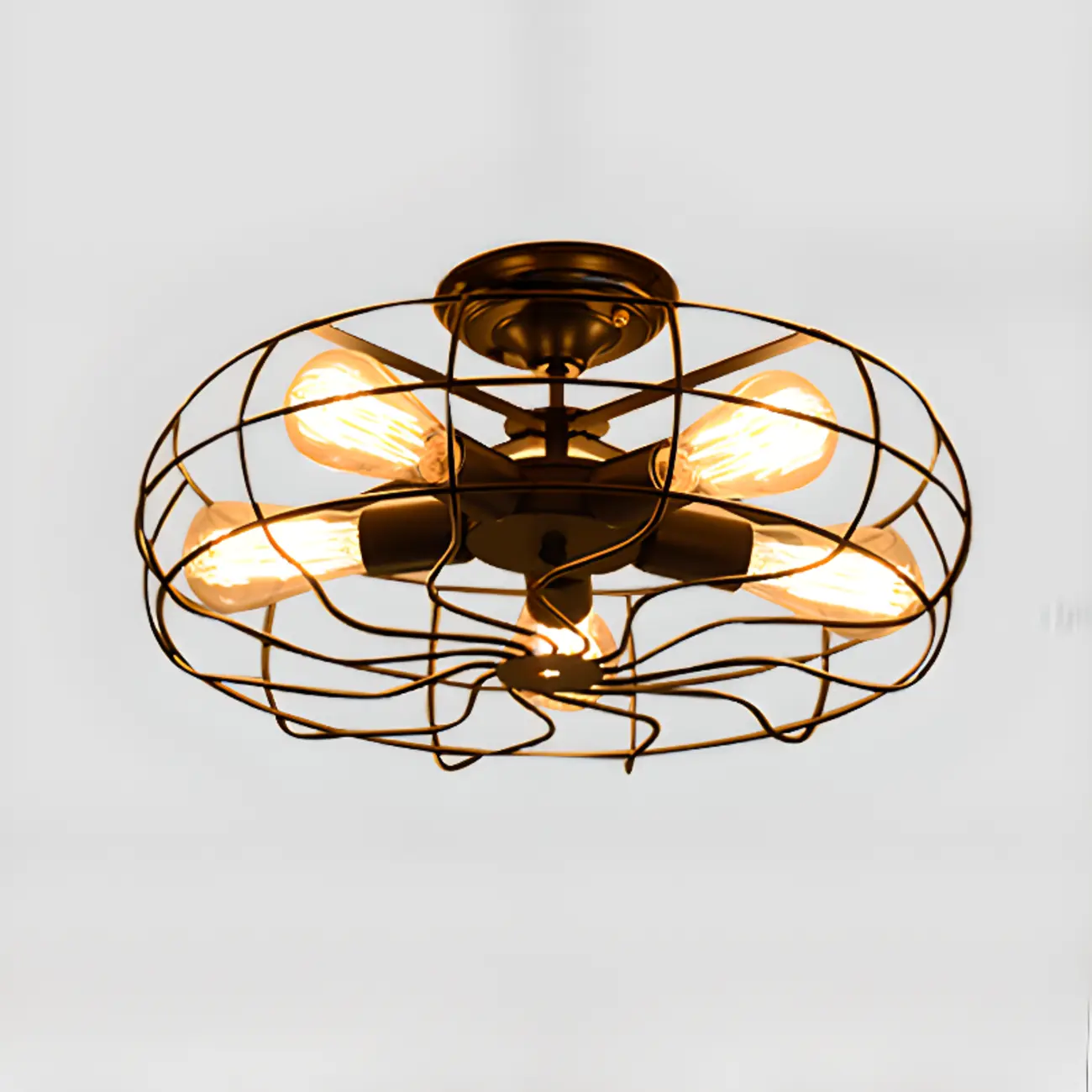 Industrial Black Metal Star Shape Semi Flush Ceiling Light