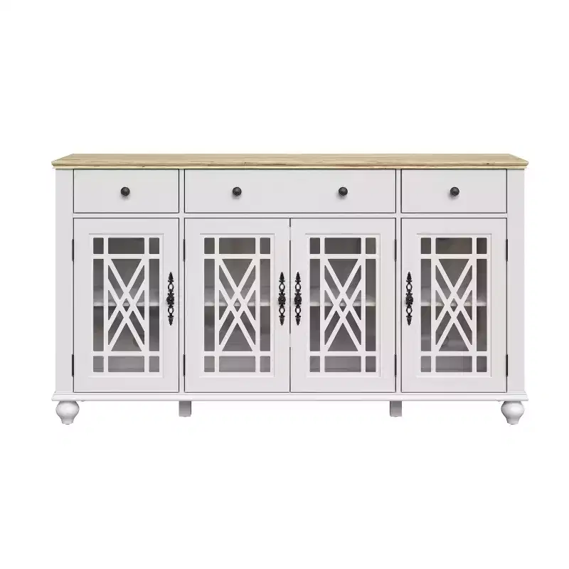 Festivo 63" Vintage Style Storage Accent Buffet Sideboard Cabinet with Drawers White