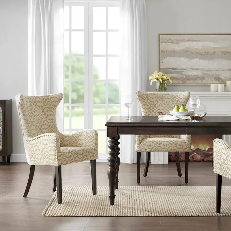 Arm Dining Chair Set of 2, Bronze Nailheads Trim Accent Chairs