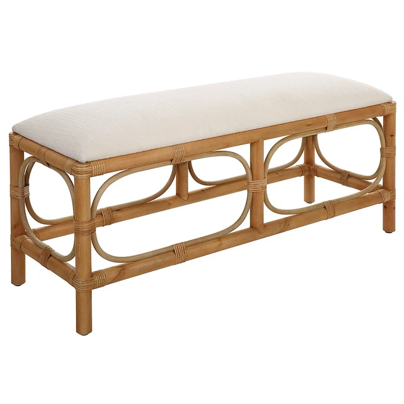 Rattan Wrapped Rectangular Bench - 48