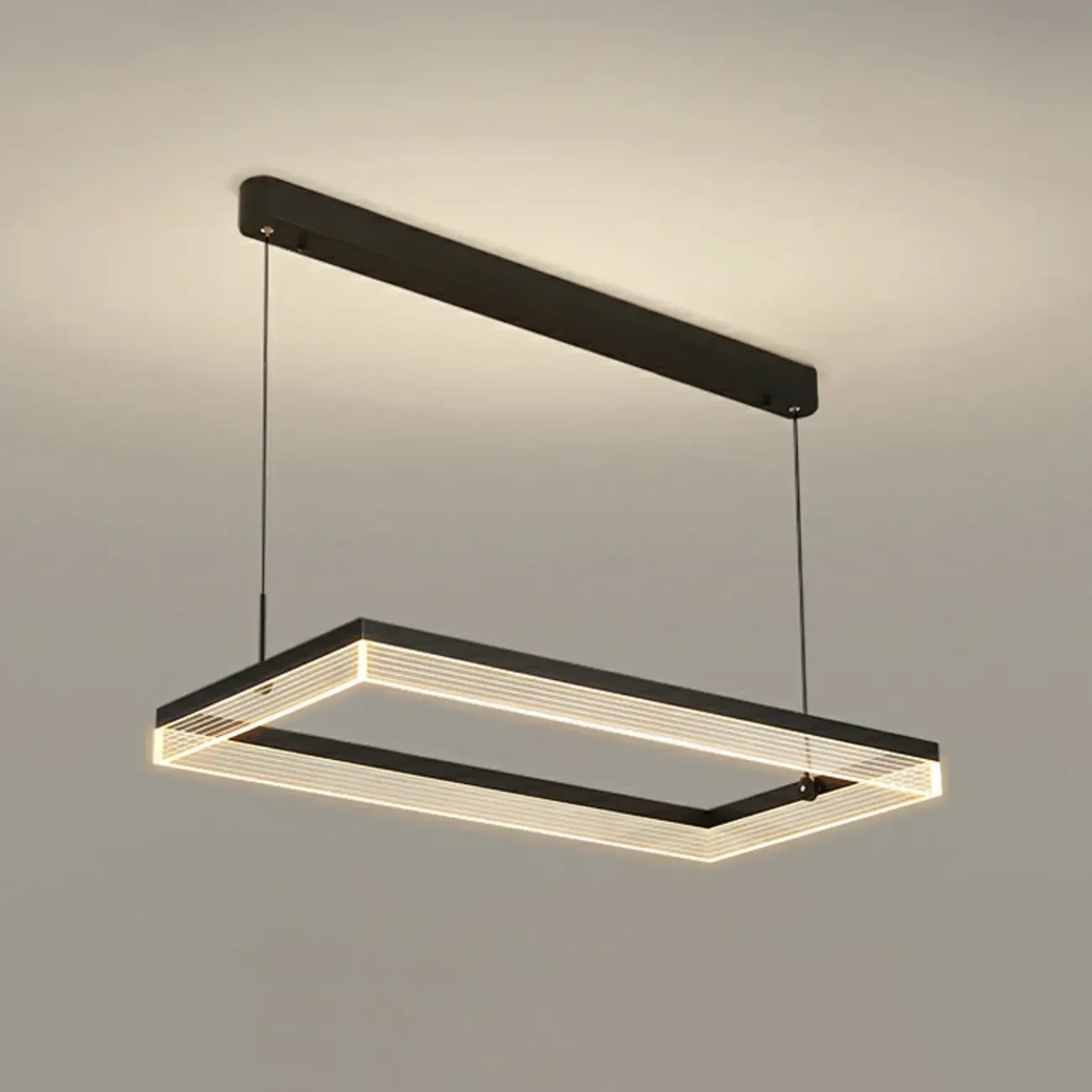 Modern Black Rectangular LED Island Pendant Light