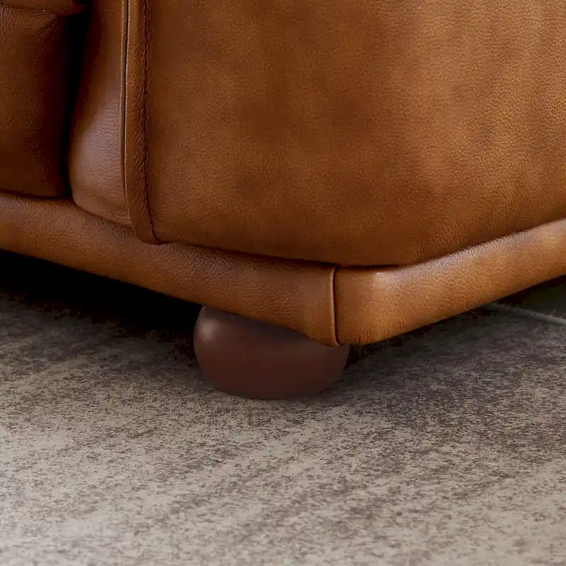 Manar Mid-Century Modern Luxury Genuine Leather Couch