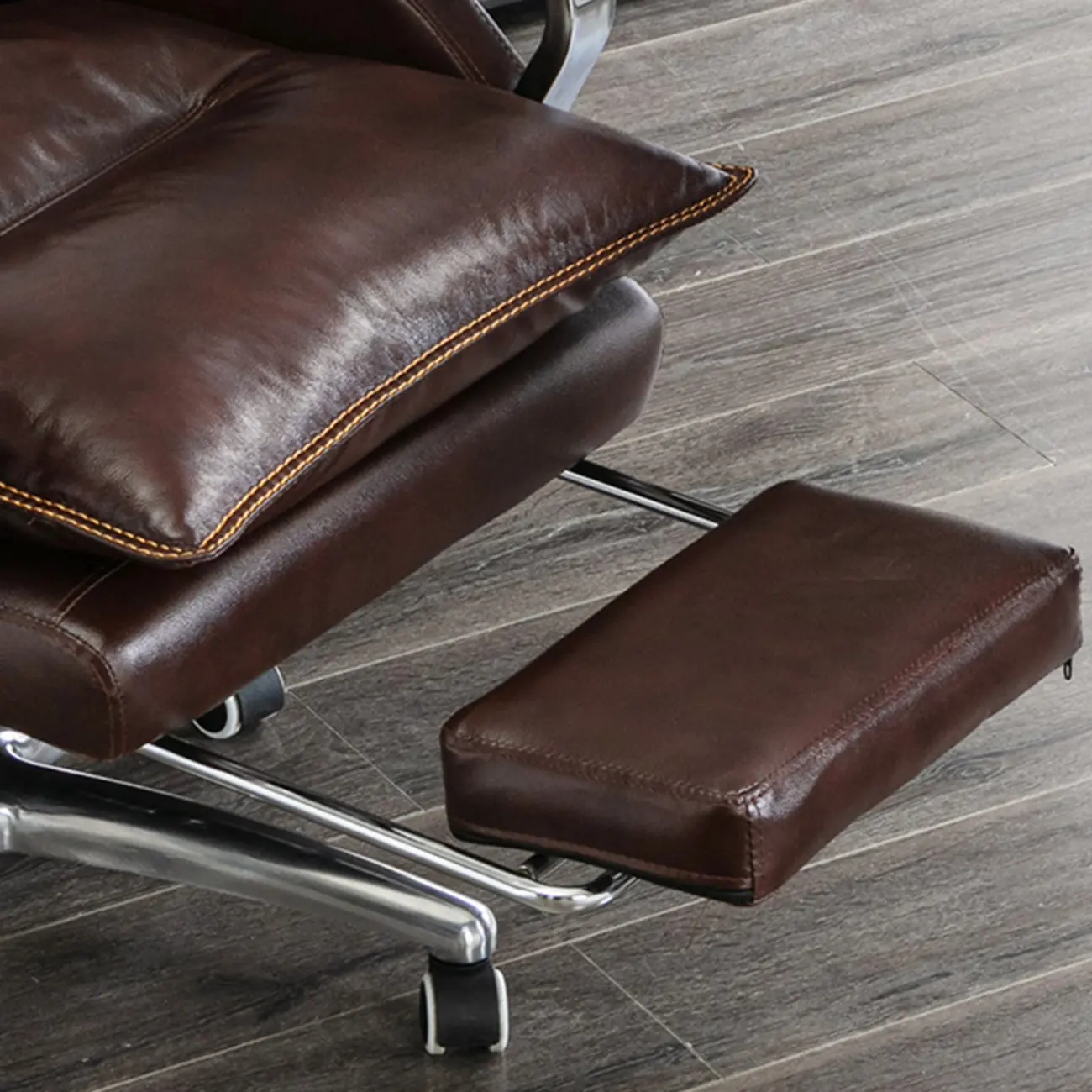 Executive Reddish Brown Leather Reclining Office Chair