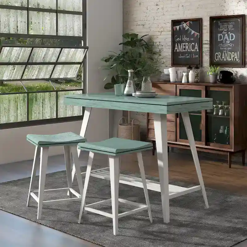 Kaylen Modern 3-Piece Steel Legs Counter Height Table Set by Furniture of America