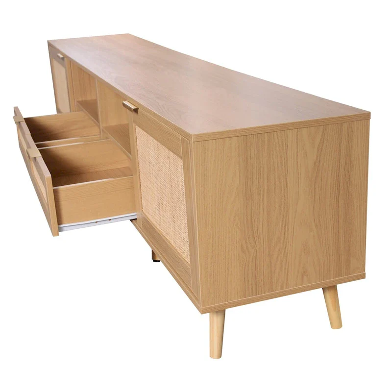 Modern Farmhouse Media Console with Solid Wood Legs