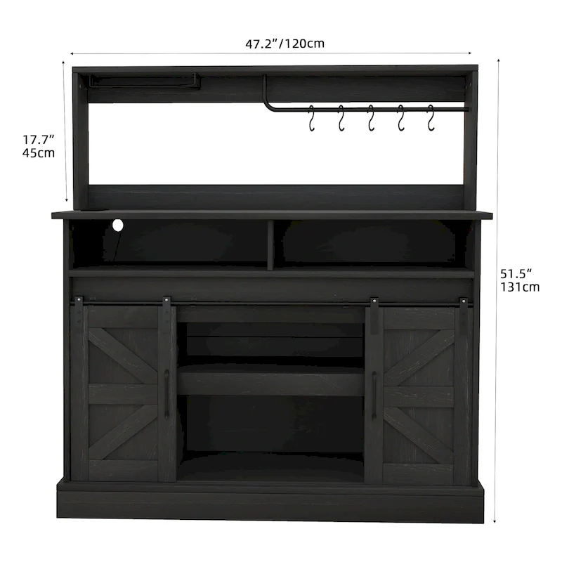 Moasis Farmhouse Coffee Bar Cabinet - 15.1D x 47.2W x 51.5H