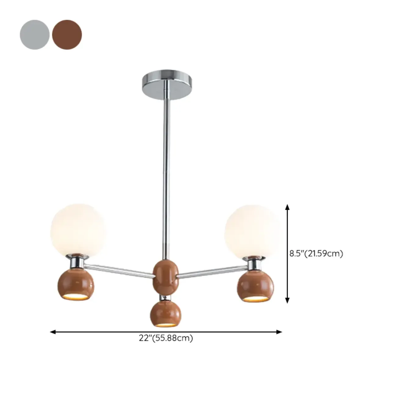 Modern Style White Globe Chandelier with Metal Frame