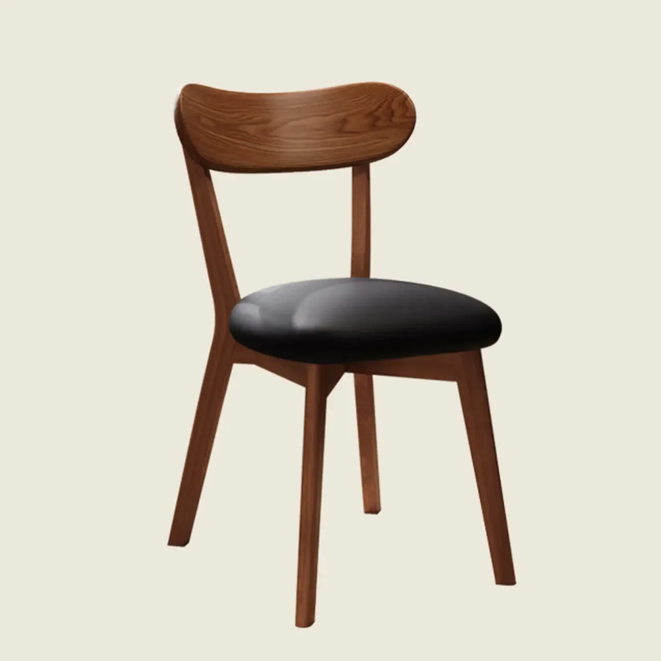 Walnut Wood Mid-Century Modern Upholstered Dining Chair