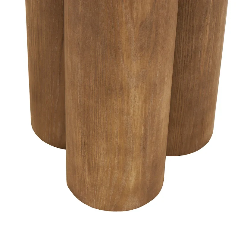 Brown handcrafted wooden console table with column legs