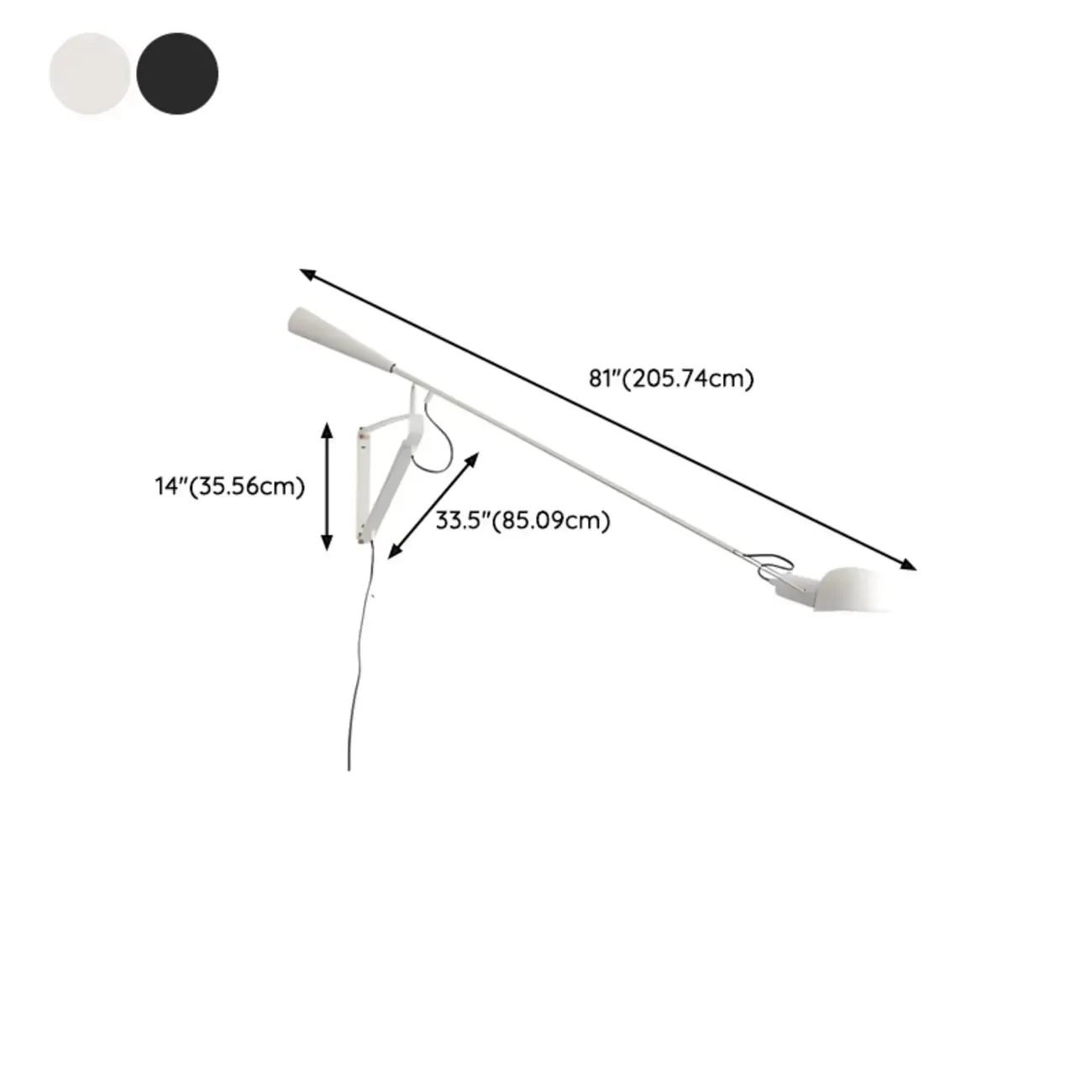 Modern Black Metal Plug-In Swing Arm Wall Sconce