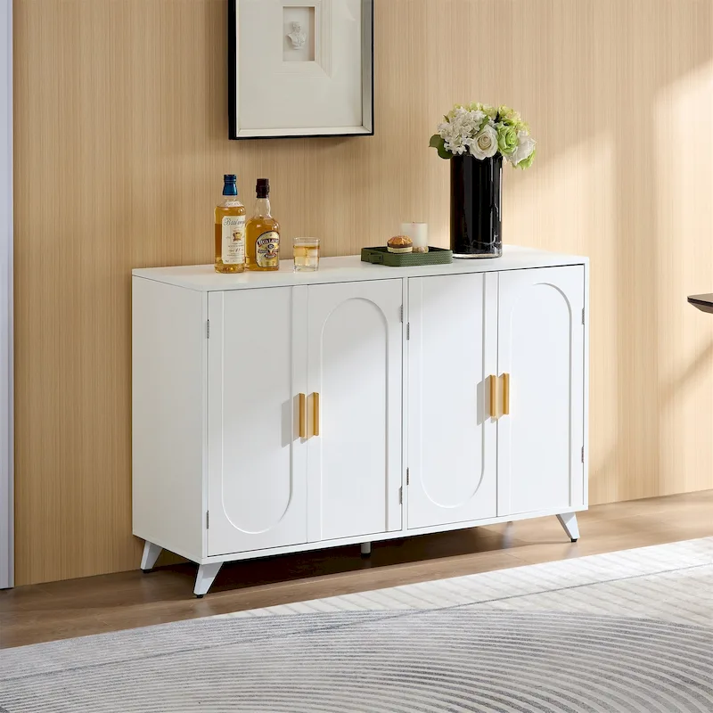 White 4-Door Sideboard Buffet with Adjustable Shelves
