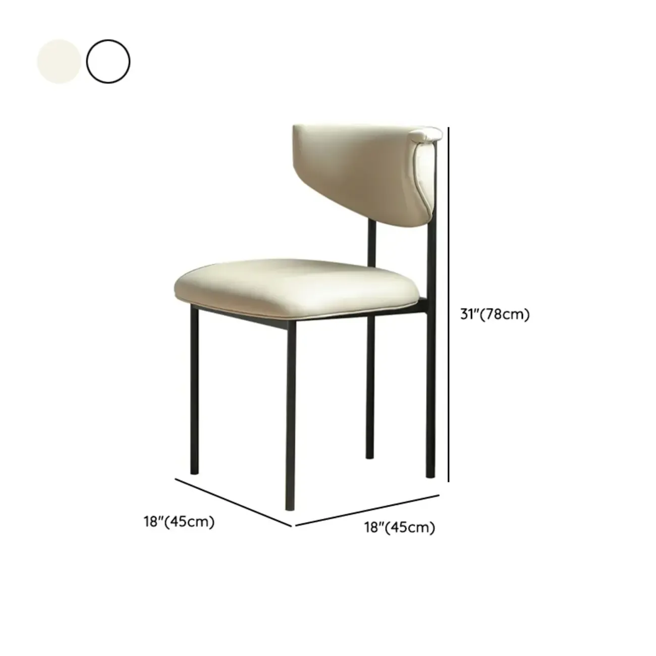 Upholstered Metal Legs Open Back Dining Chair