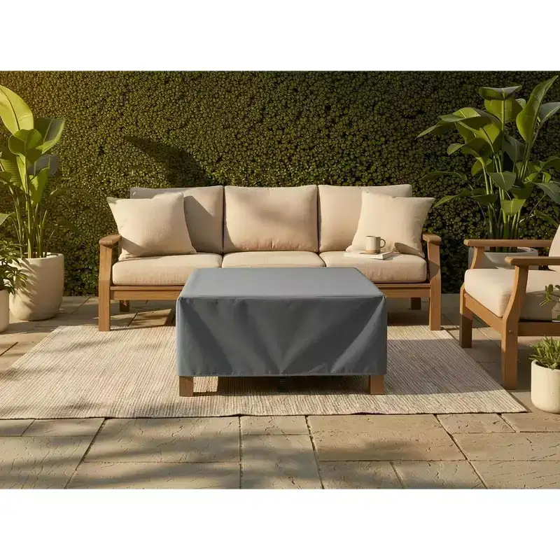 KHOMO GEAR Square Table Cover  Waterproof, Heavy-Duty Outdoor Furniture Cover in Grey  Fits Patio Coffee, Side, End & Small Square Tables - 28x16x28