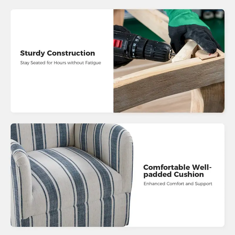 Pancy Traditional Swivel Armchair with Jacobean Strip Pattern Set of 2 by HULALA HOME