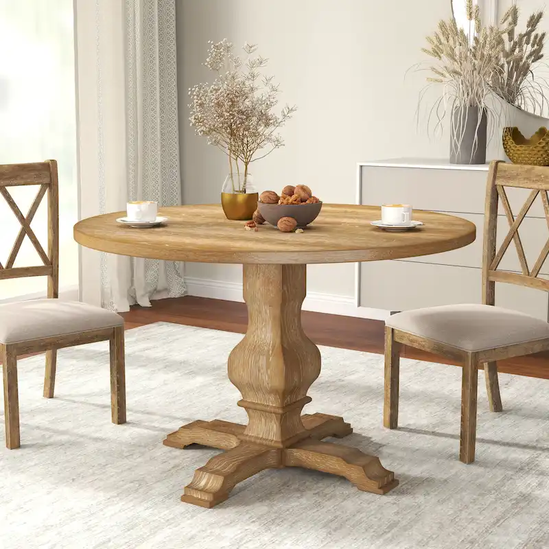Roundhill Furniture Havre Pedestal Base Round Dining Table - N/A
