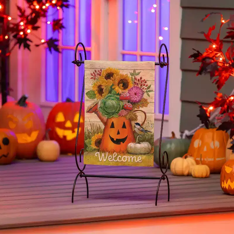 Evergreen Flag Halloween Watering Can Garden Flags 12x18 Double Sided, Fall Garden Flags for Outside, Fall Decorations for Home, Porch, Yard