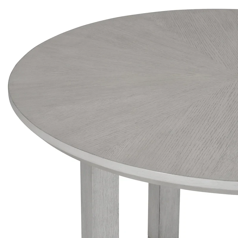 5 Piece Dining Table and Chair Set, Wooden Kitchen Dining Table Set with Round Dining Table and 4 Upholstered Chairs