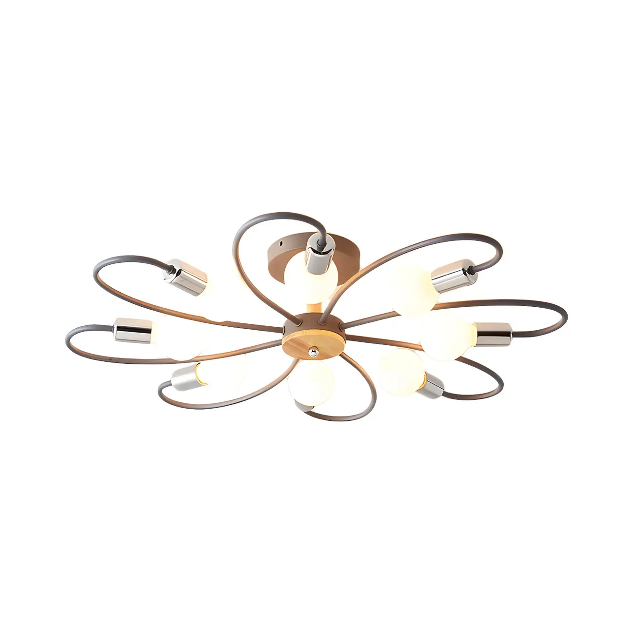 Modern Green Curved Sputnik Semi Flush Mount Ceiling Light