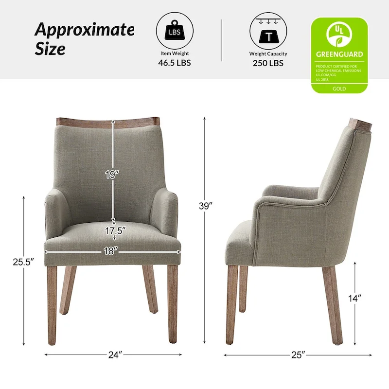 Farmhouse Upholstered Solid Wood Dining Chairs Set of 6