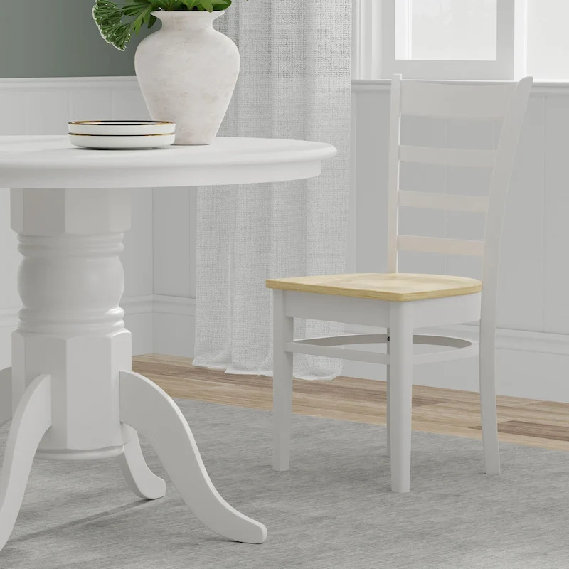 5-Piece Dining Set, 42 Round Pedestal Table and Slat Back Chairs