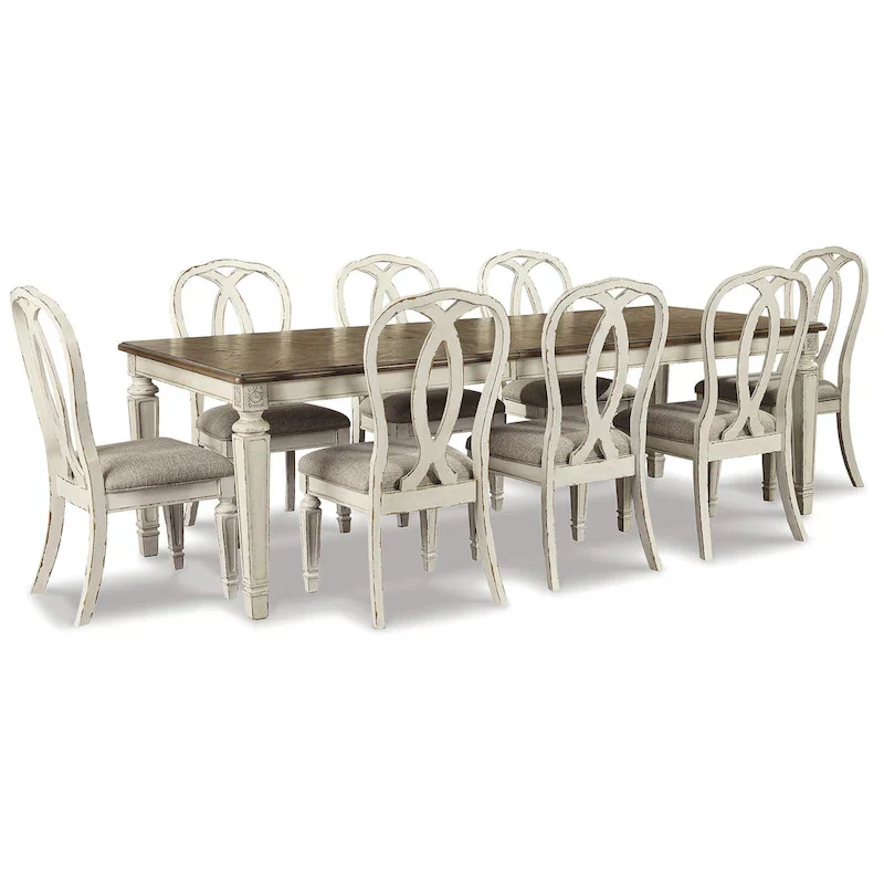 Signature Design by Ashley Realyn White / Light Brown 9-Piece Dining Package