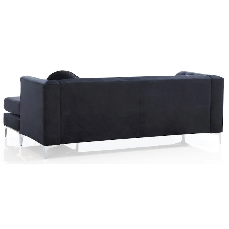 Pompano Velvet Button Tufted Sofa with Chaise