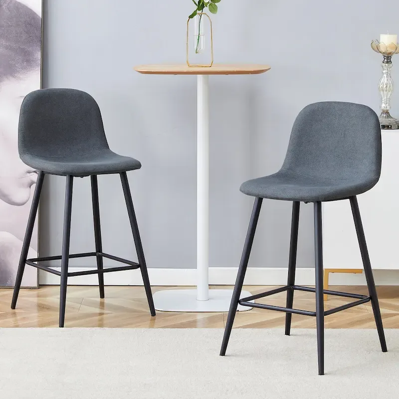 Industrial Bar Height Stools with Back, Counter Height Bar Chairs, with Metal Legs & Soft Backrest Easy to Assemble