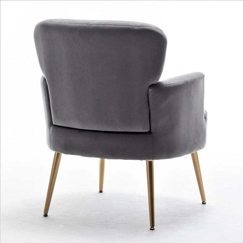 Velvet Accent Chair with Gold Metal Legs