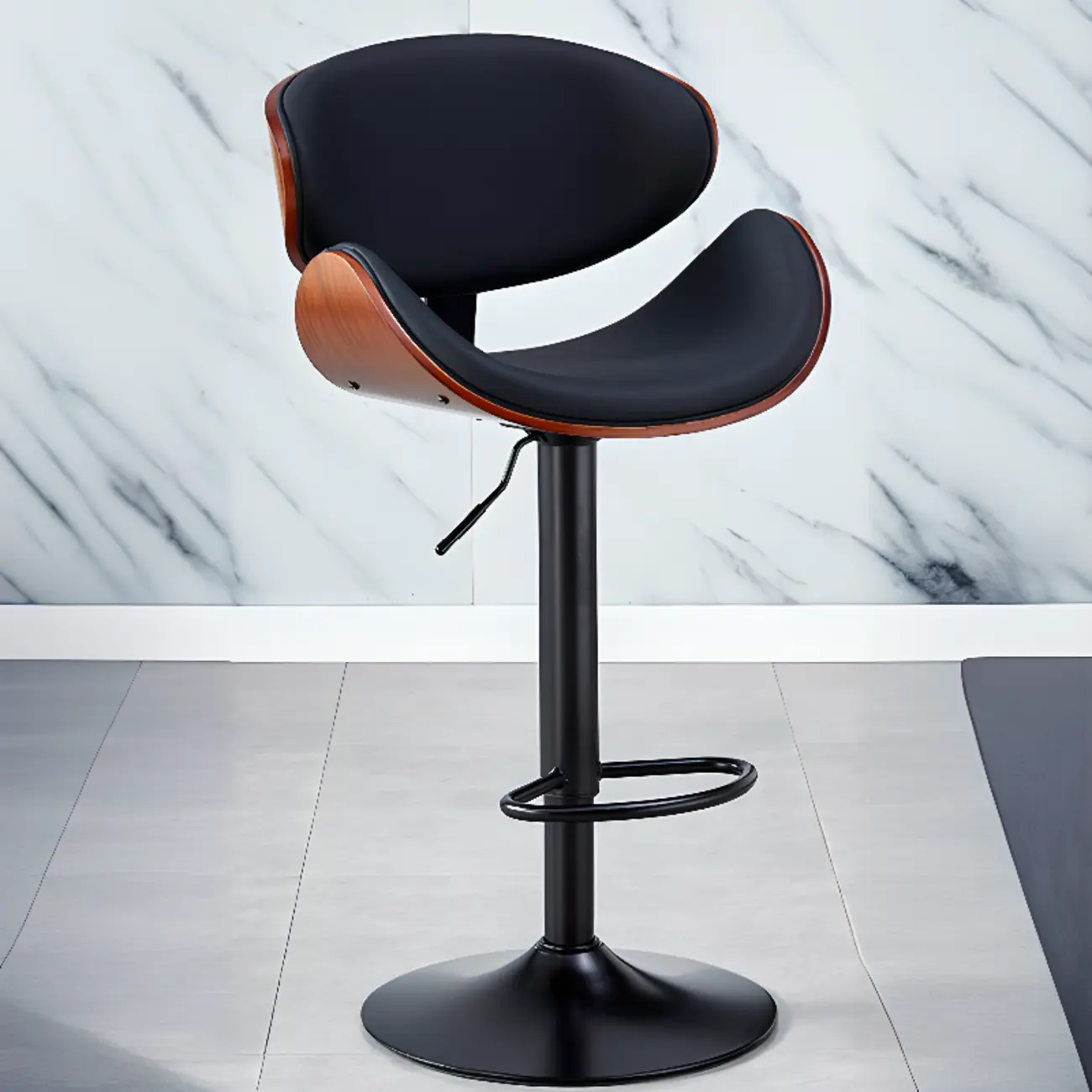 Bucket Adjustable Swivel Leather Bar Stools