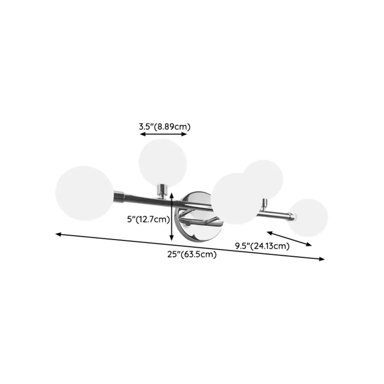 5-Light White Modern Resin Globe Bathroom Vanity Light