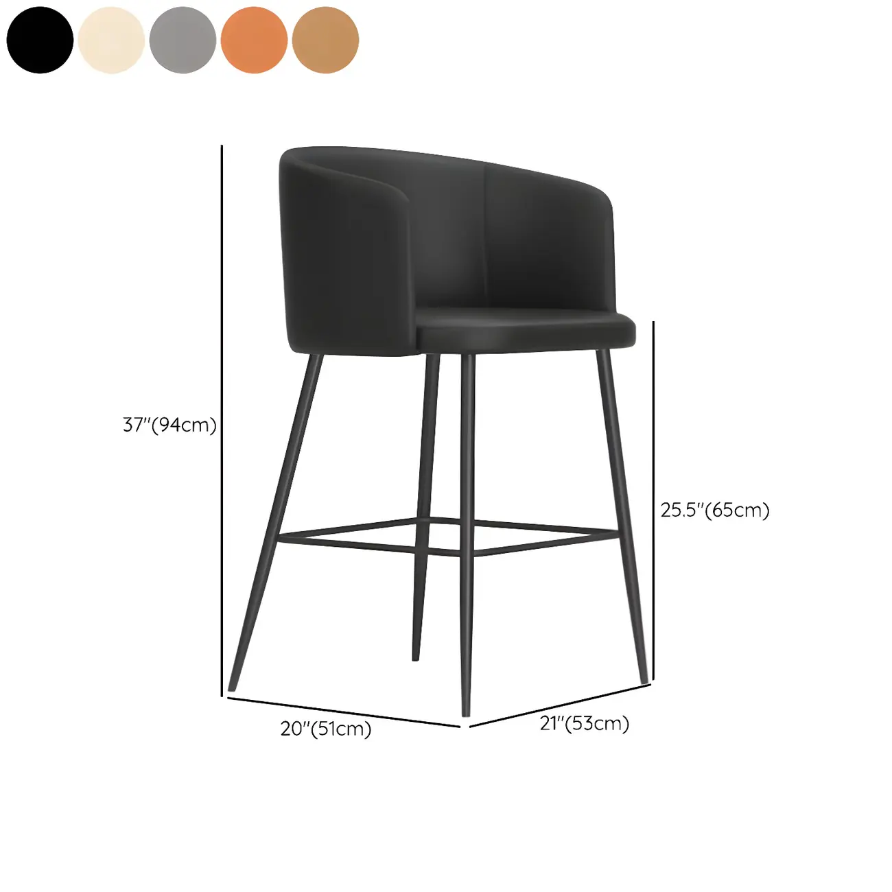 Bucket Faux Leather Wingback Counter Height Bar Stools