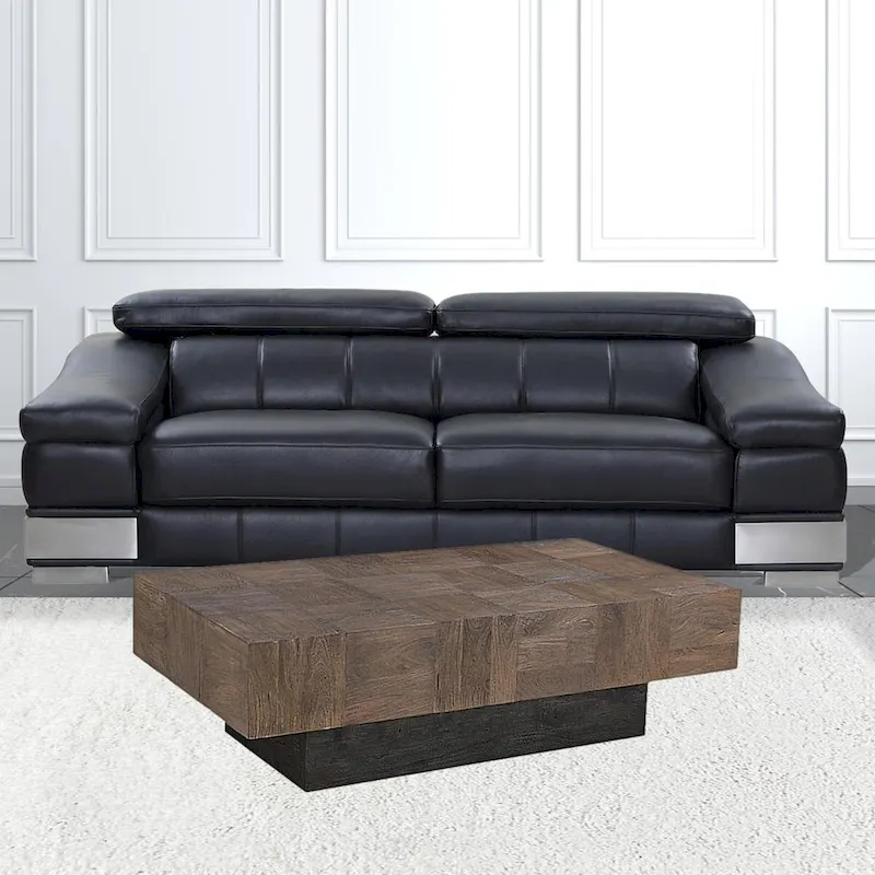 HomeRoots 59 Dark Brown And Black Solid Wood Coffee Table - 59