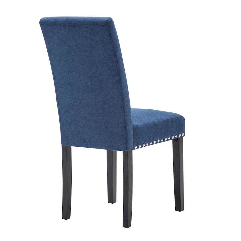 Fabric Upholstered Nailhead Trim Parsons Dining Chairs Terry Cloth Set of 2