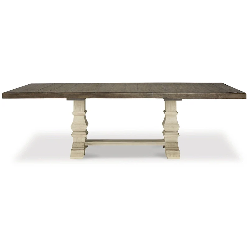 Signature Design by Ashley Bolanburg Brown / Antique White Extension Dining Table - 48 W x 103.25 D x 28.25 H