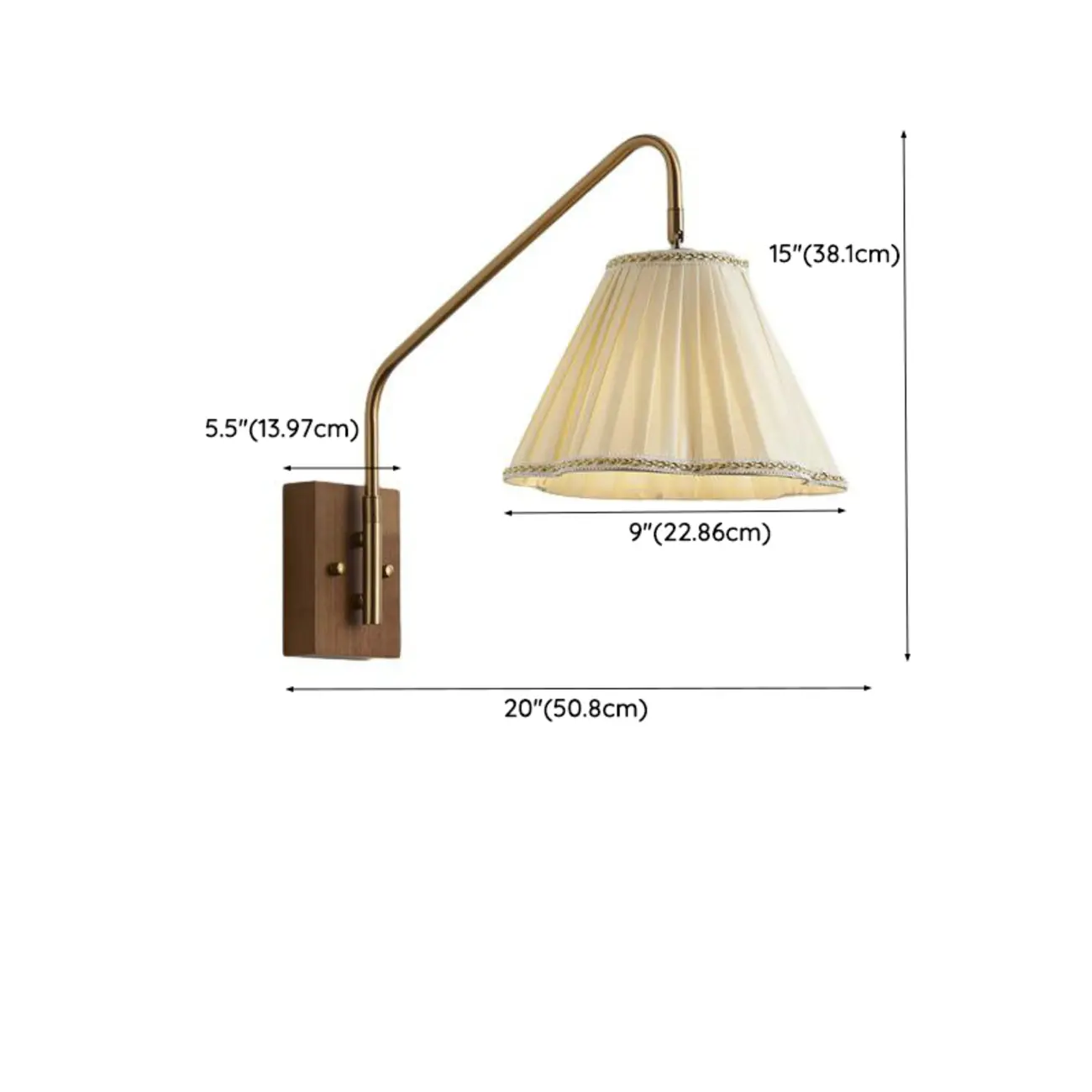 Modern Living Room Wall Light with Pleated Fabric Shade