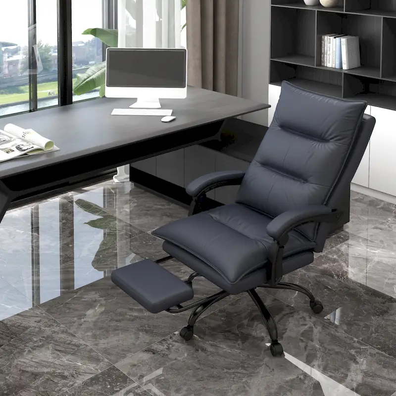 High Back Massage Office Chair with 6 Vibration Points, Heated Reclining Microfiber Computer Chair with Footrest