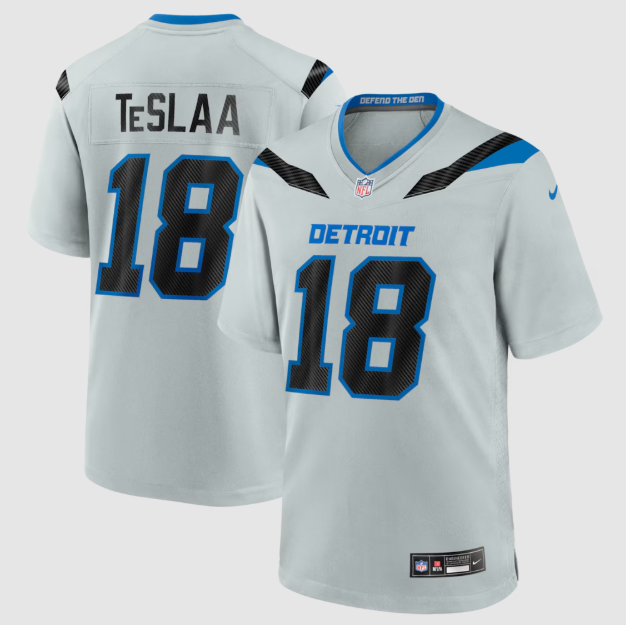 Detroit Lions Isaac TeSlaa Silver 2026 Rivalries Collection Jersey