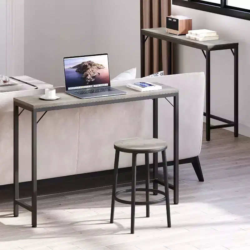 COZONY 39.4 Gray Console Table for Entryway, Narrow Sofa Table Behind Couch, Rustic Industrial Skinny Table for Living Room, Hallway