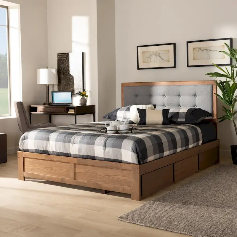 Mid-Century Modern 3-Drawer Storage Bed