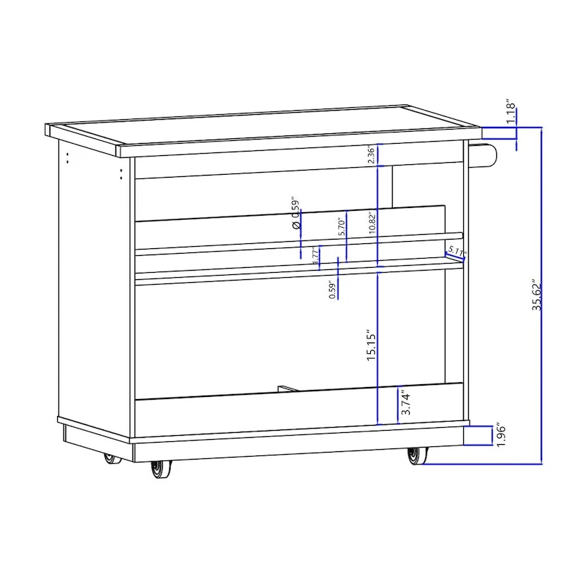 Rolling Kitchen Island Kitchen island Cart Spice Rack Kitchen Cart - 46.00L * 21.70W * 35.62H