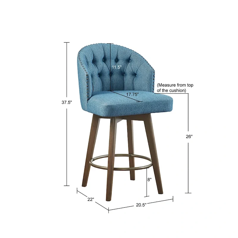 Madison Park Boyle Upholstered 360 Degree Swivel Counter Stool 26 H